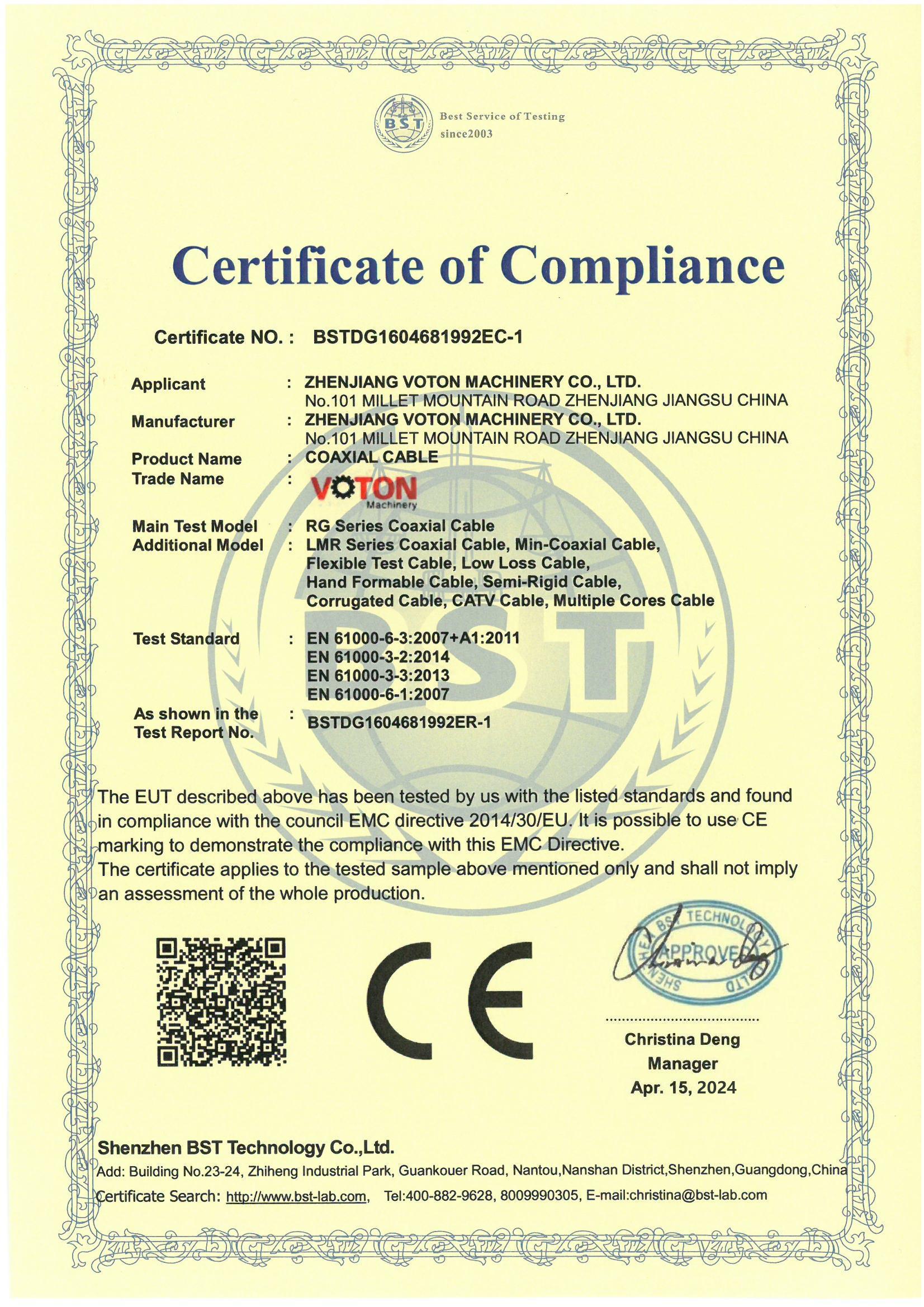 Cable CE Certification
